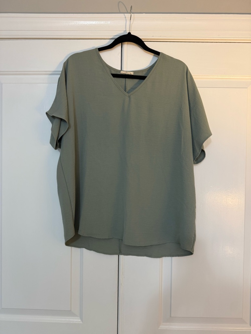 Entro Light Sage V-Neck Short Sleeve Women's Top